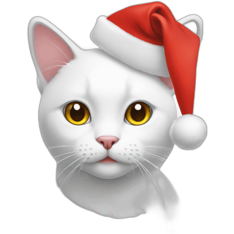 white cat with christmas hat emoji