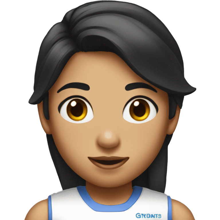 funny picture of a girl who has black hair and is wearing a gym uniform emoji