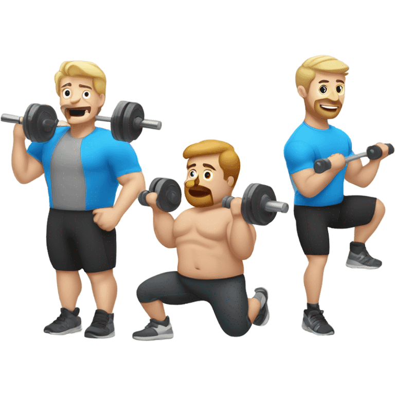 4 white dudes working out  emoji