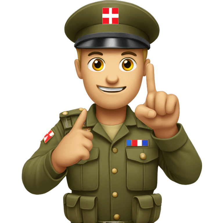 A croatian soldier holding up TWO fingers emoji