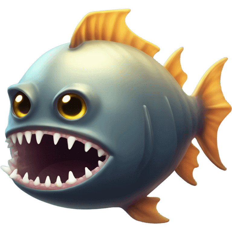 Anglerfish with glowing lure, sharp teeth, and big eyes. emoji