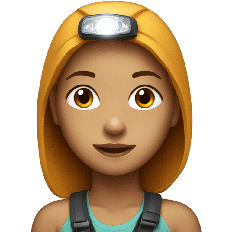 Girl wearing headlamp  emoji