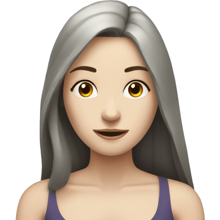 pale woman long dark hair doing yoga emoji