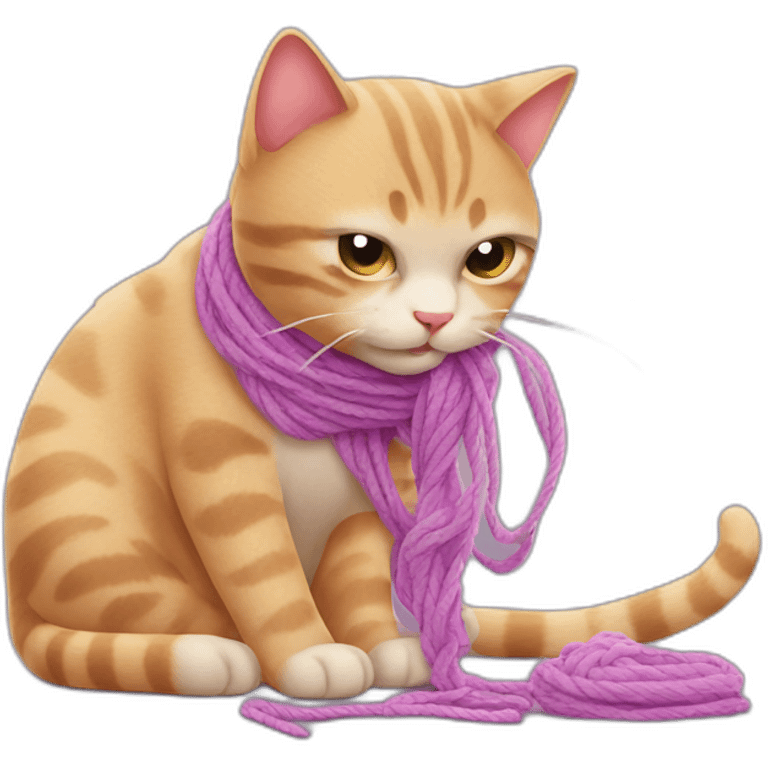 Cat puking and playing with yarn emoji