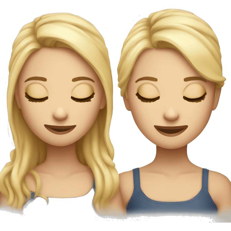 twins with closed eyes the one of the right  brunnete and the other blonde emoji