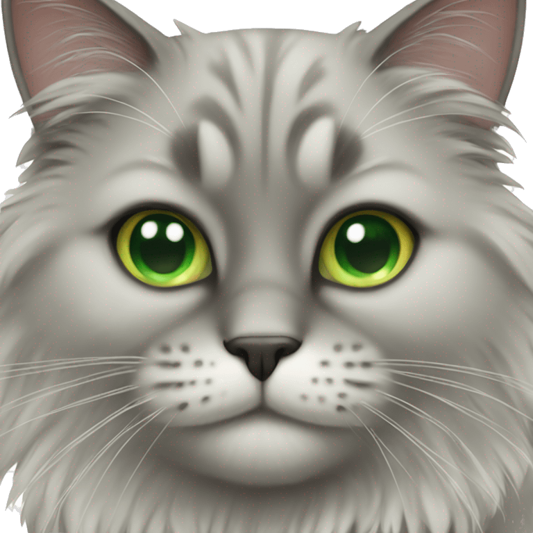 Fluffy cat with green eyes emoji