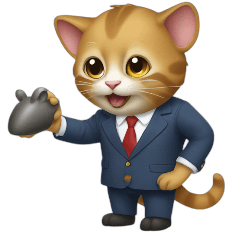 un chat sur macron qui mange une souris emoji