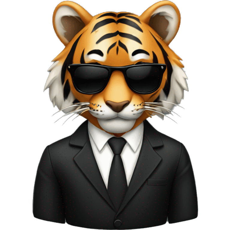 tiger with sunglasses black suit emoji