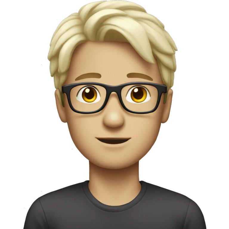 White handsome boy with white glasses emoji