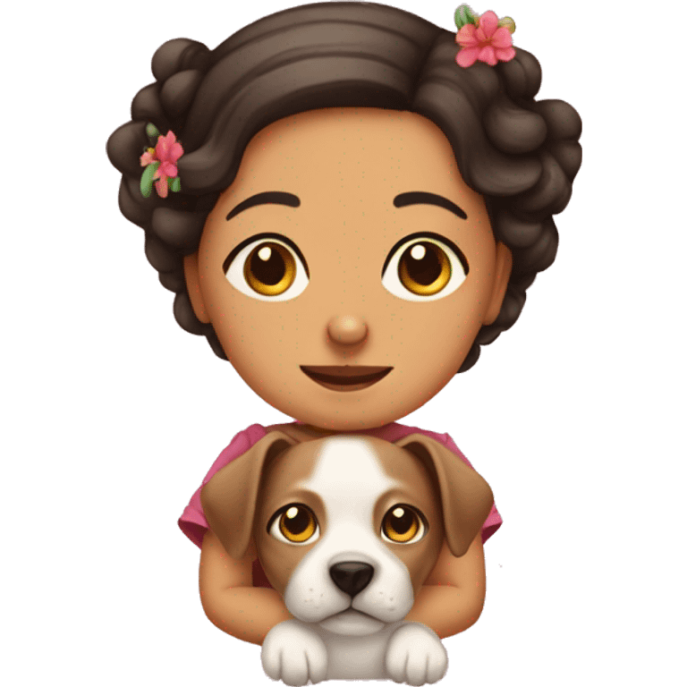 Mexican lady a dog and cat like a baby emoji