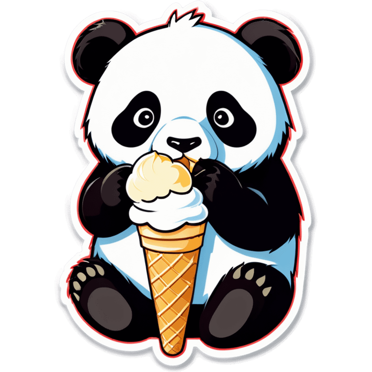 Panda eating ice cream emoji