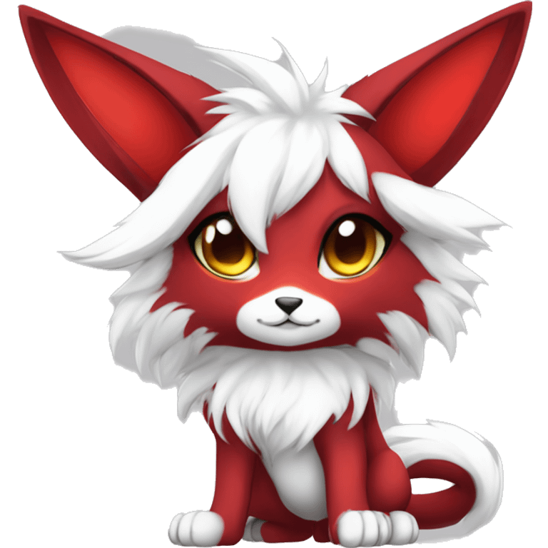 Anthro-Edgy-Cool-White-Red-Contrast-Colors-Fantasy-Fur-Sona-Chibi-Shiny-Fakémon-Hybrid full body emoji