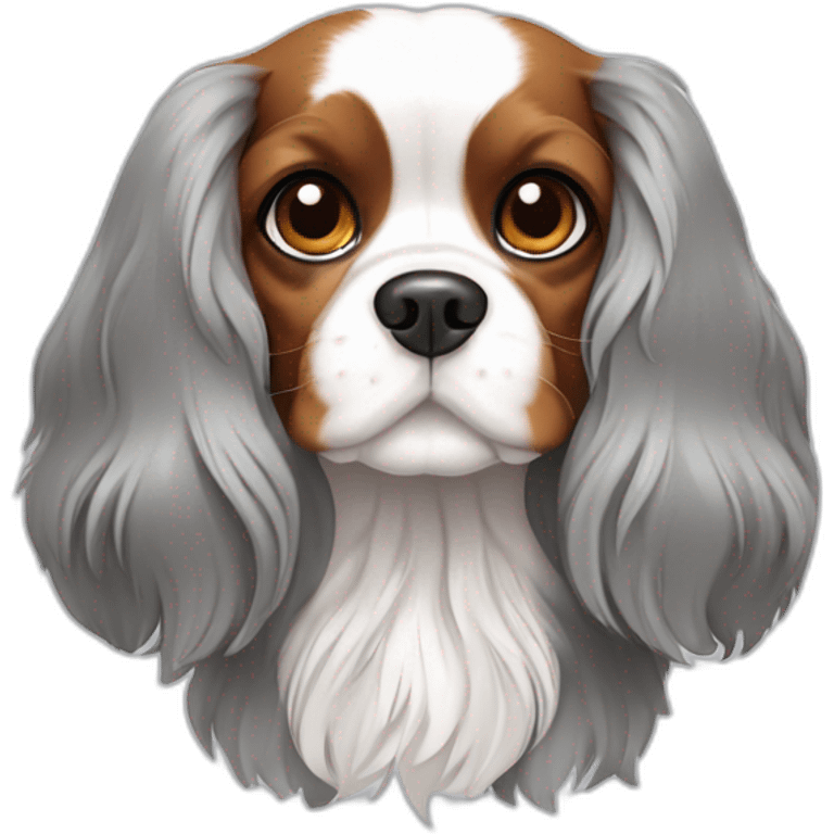 Chien cavalier king charles gris et blanc emoji