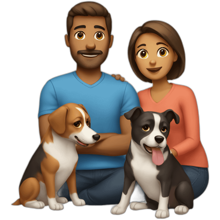 2 women 2 men 3 dogs family emoji