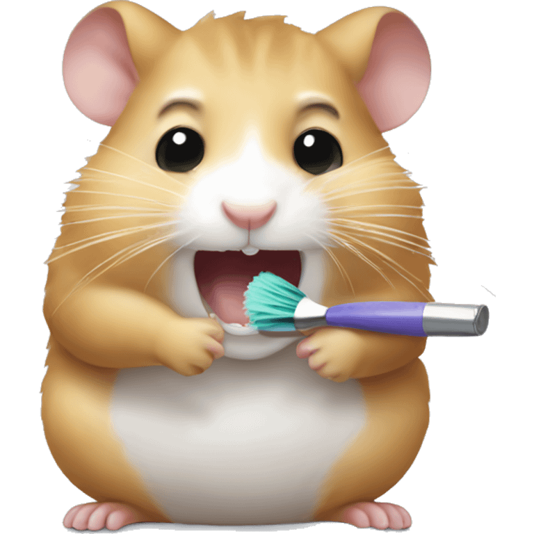 Hamster takes a brush your teeth  emoji