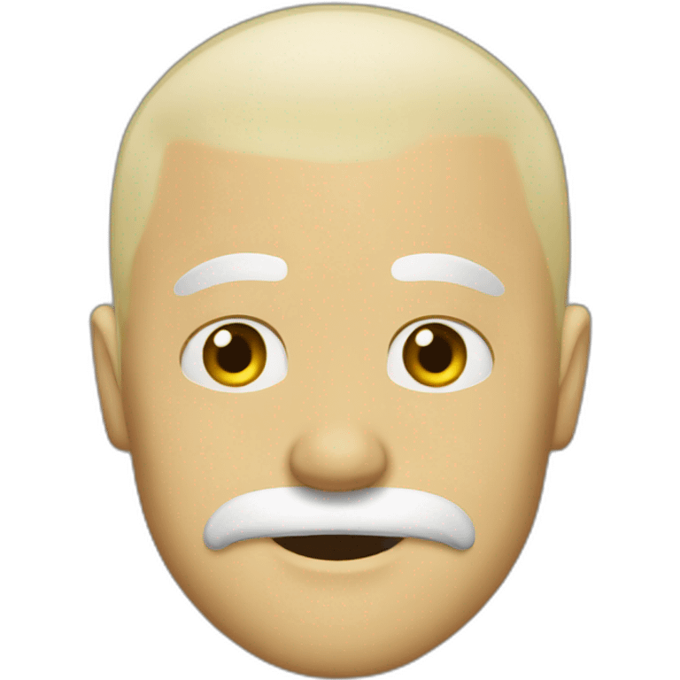 Blonde mustache bald head man in shed emoji