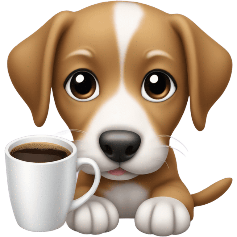 puppy drinking a coffee  emoji