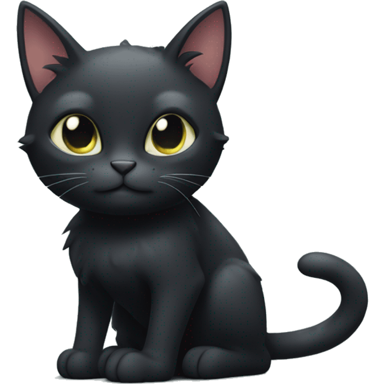 A skinny and short-haired magical black cat with sass. He belongs to a powerful witch. emoji