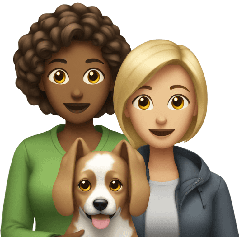 two women with a dog emoji