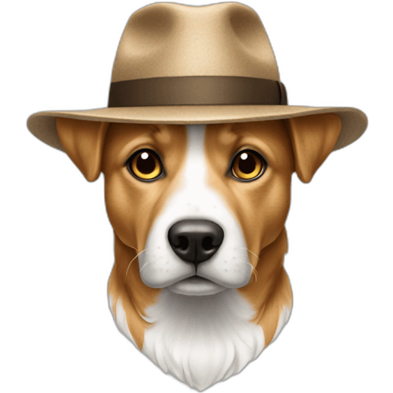 Chien avec un chapeau emoji