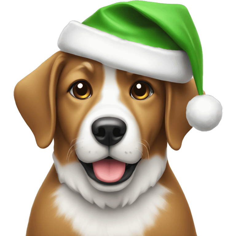 Christmas withe dog with hat  emoji