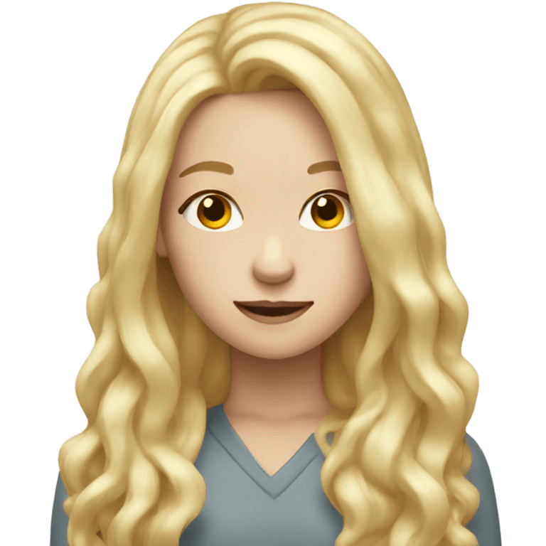 Pale girl with long blonde hair celebrating  emoji