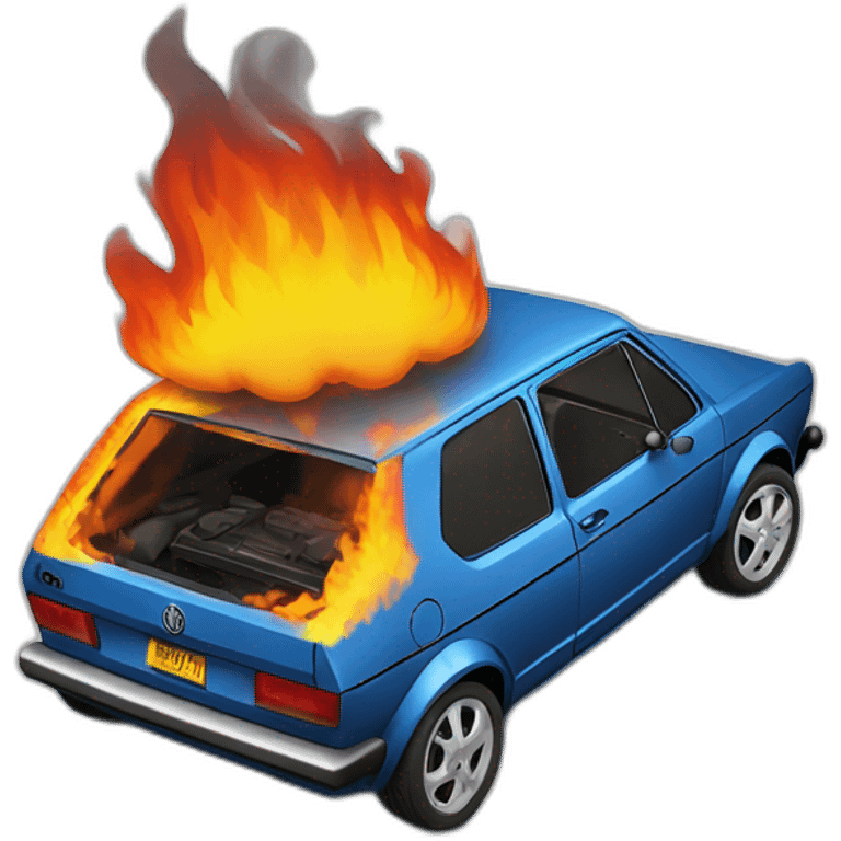 Old Volkswagen golf on fire emoji