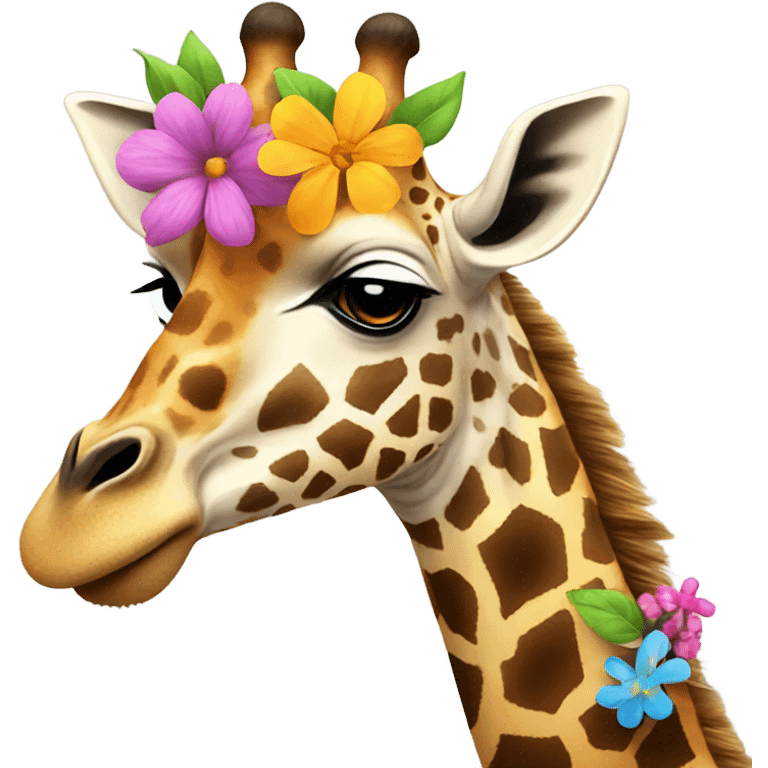 giraffe with flowers on the head emoji