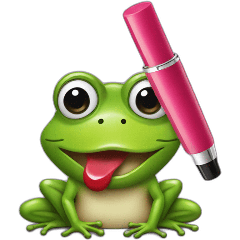 Frog  with lipstick and mole left near to the lips emoji