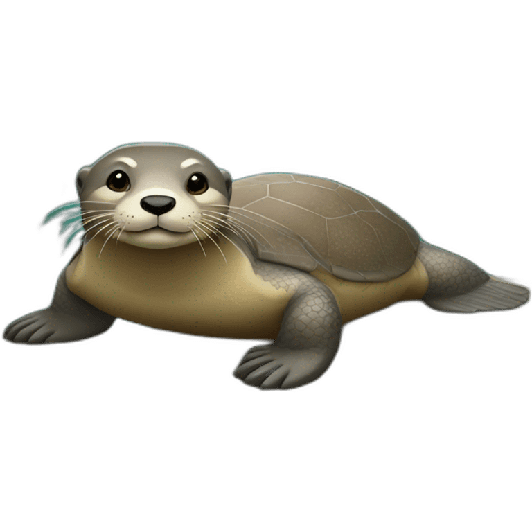 Loutre sur une tortue emoji