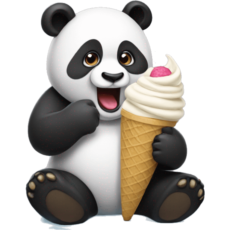 Panda eating ice cream emoji