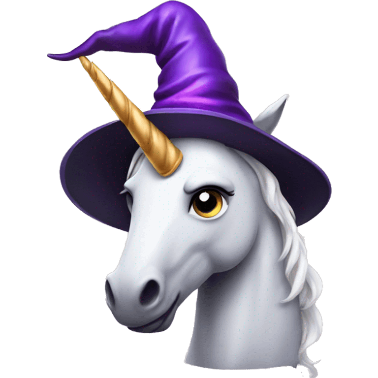 Unicorn in a witch hat emoji