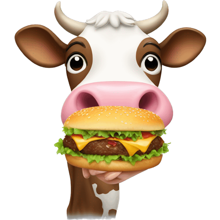 Cow holding a hamburger  emoji