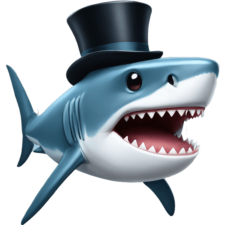 Shark with a top hat emoji