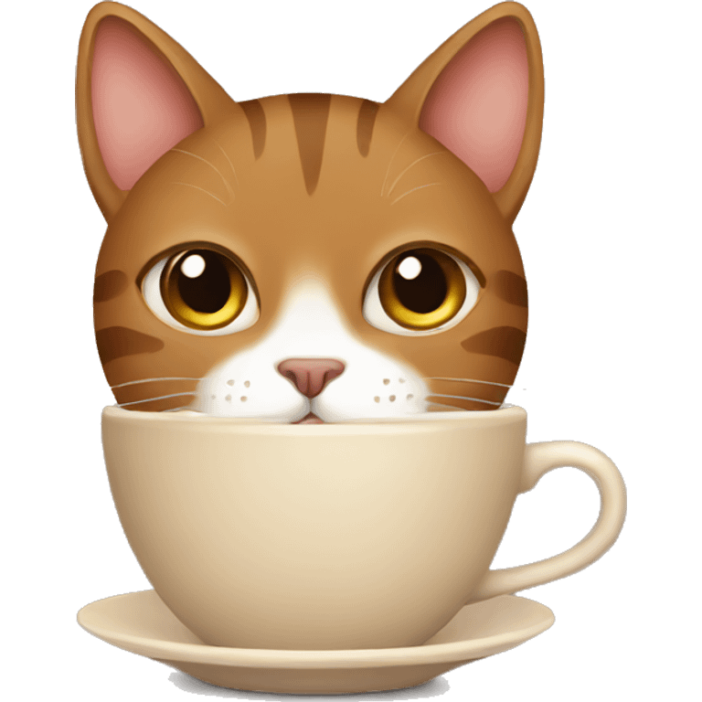 Brown cat and coffee emoji