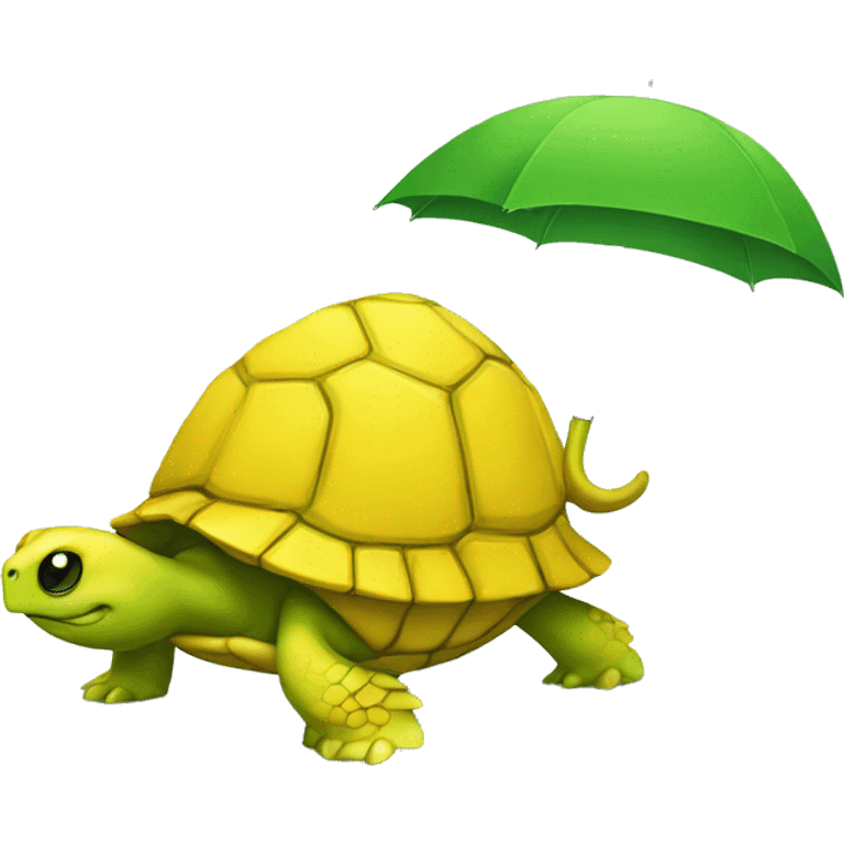 a yellow turtle with a green umbrella emoji