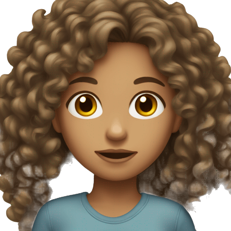 YOUNG Tan skinned girl with long dark brown curly hair emoji