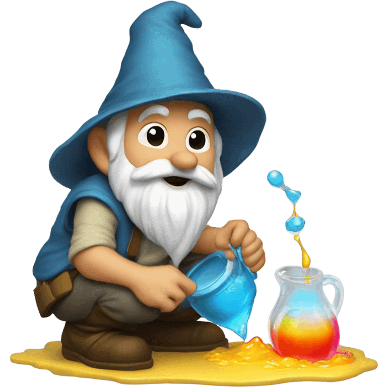 gnome pouring liquid on the ground as tribute to his homies emoji