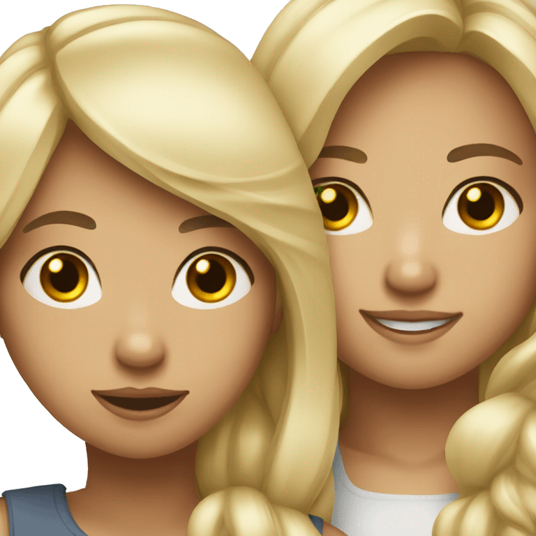 Asian and blonde girl besties emoji