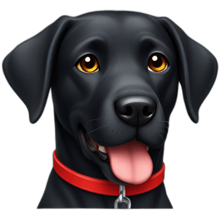 A black dog labrador with a red collar emoji