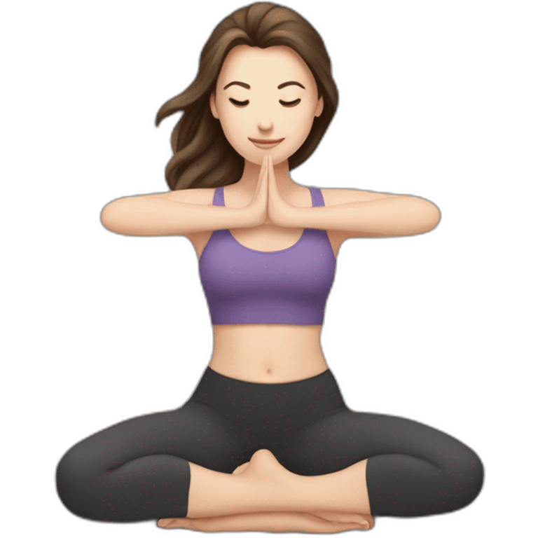 White girl brunette hair in Malasana yoga emoji