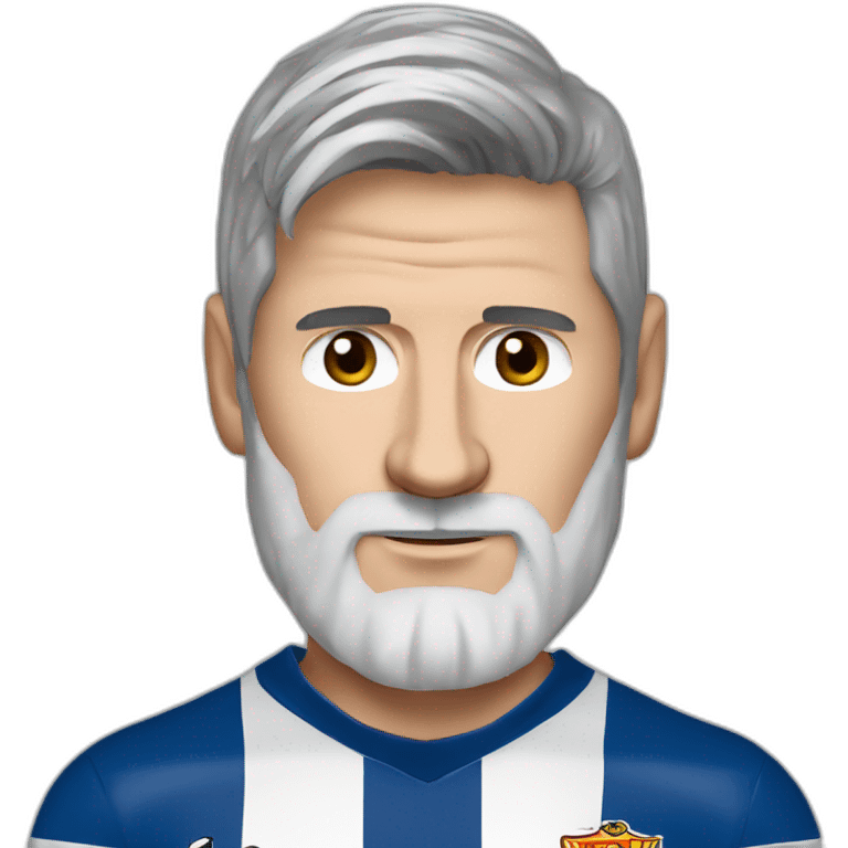 lionel messi gray-haired, long white beard, with a large mole on nose emoji