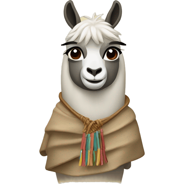 Lama avec poncho péruvien  emoji