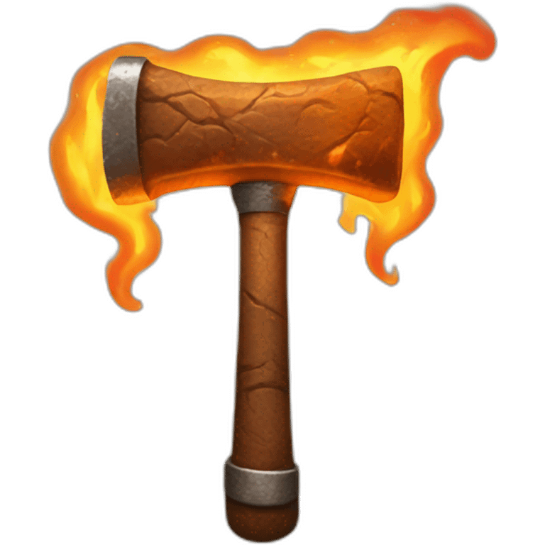 ancient hammer covered in flames emoji