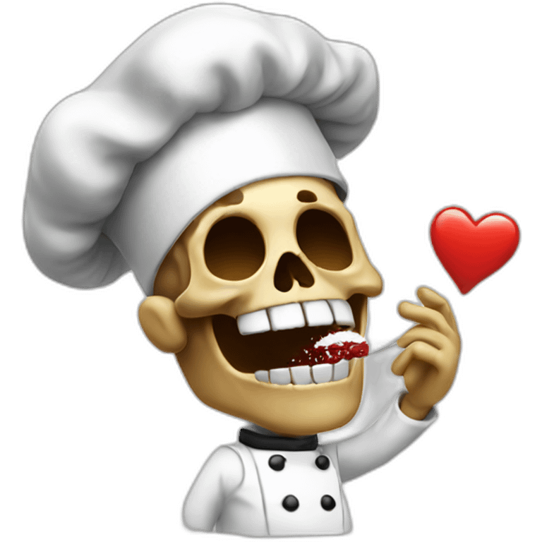 skull chef blowing a kiss heart emoji