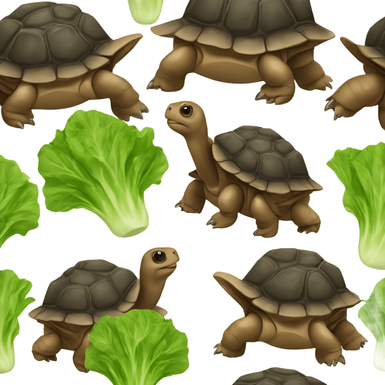 A brownish Rich color tortoises eating lettuce emoji