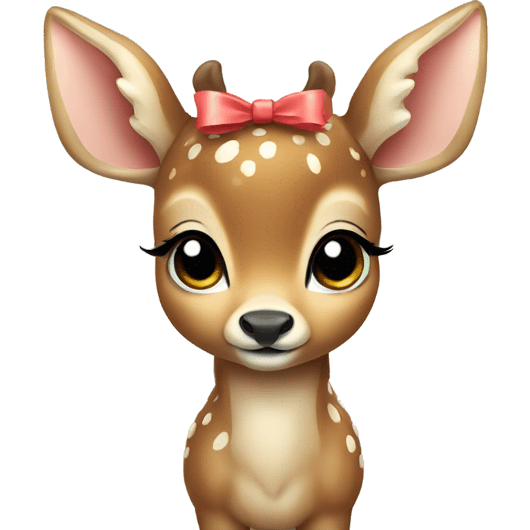 cute baby deer with a bow  emoji