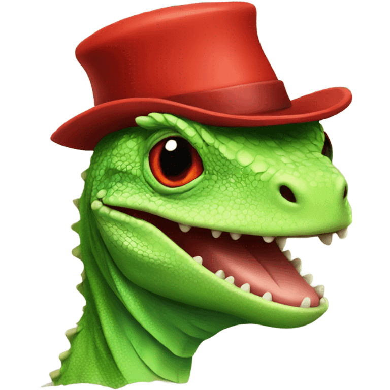 Lizard with red hat emoji