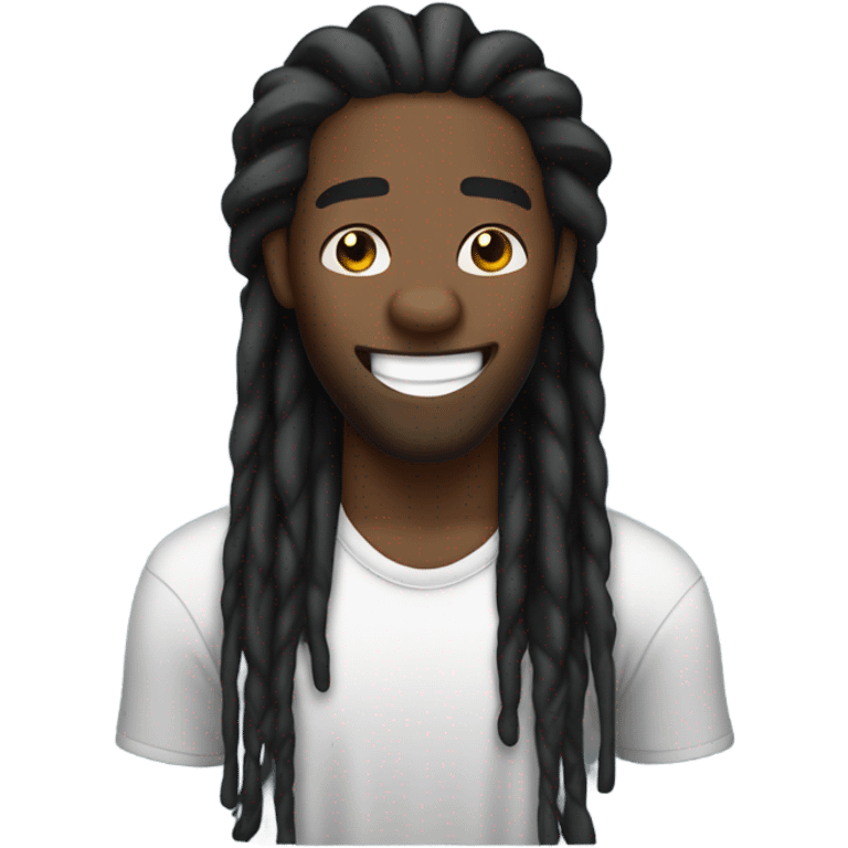 black man-dread locks-  no facial hair laughing black shirt strong  emoji