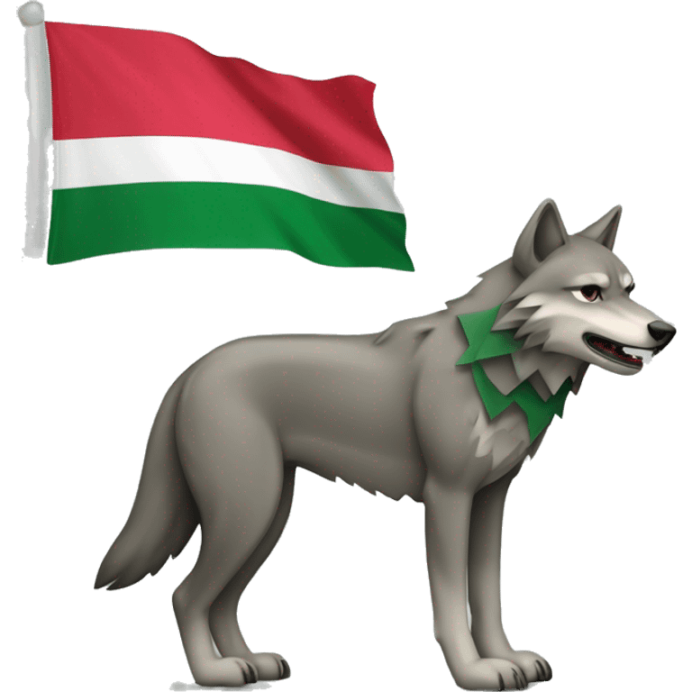 Wolf with the flag of chechnya emoji